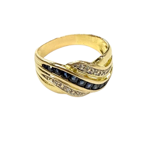 Bague empierrée 18K avec Saphirs et Diamants