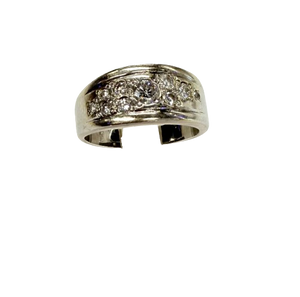 Bague Jonc en Or blanc 18k avec diamants et oxyde de zirconium