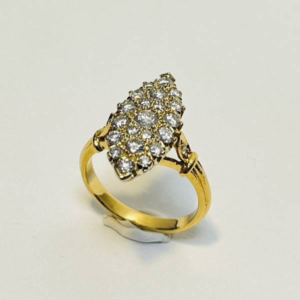 Bague marquise or avec diamants