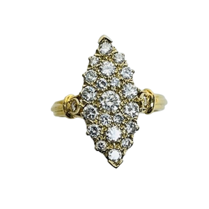 Bague marquise or avec diamants