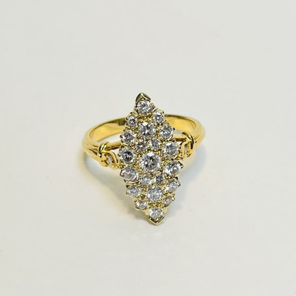 Bague marquise or avec diamants