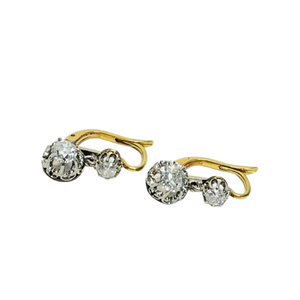Boucles d'oreilles 2 ors avec diamants