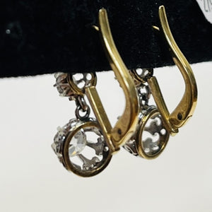 Boucles d'oreilles 2 ors avec diamants