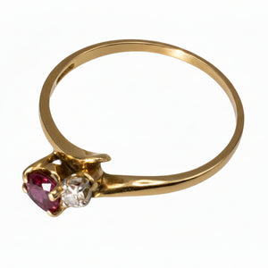 Bague Or Jaune avec Diamants et Rubis 18K
