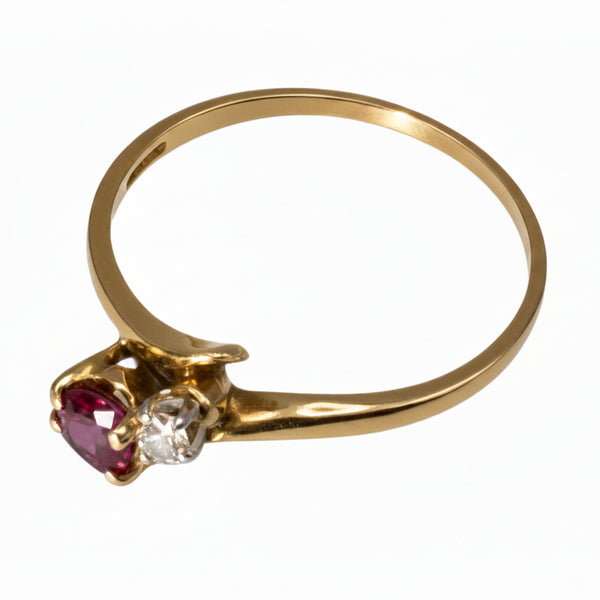 Bague Or Jaune avec Diamants et Rubis 18K