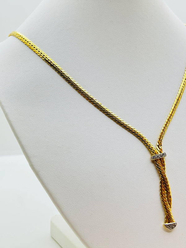 Collier cravate or avec diamants