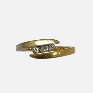Bagues en Or jaune 18K - 3 Diamants - Taille 52 - 2.11g
