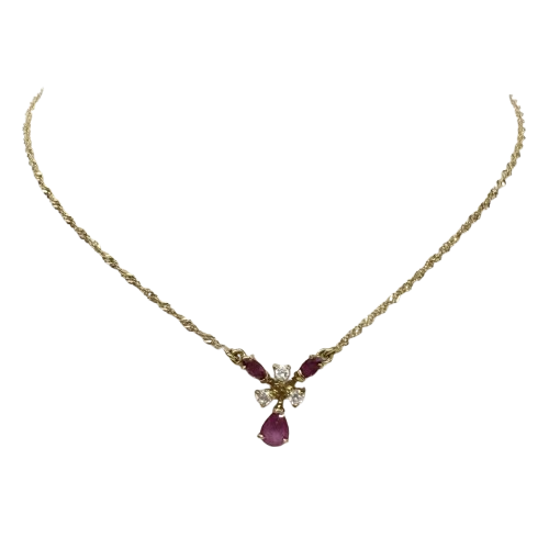 Parure Or Jaune avec Rubis et Zirconium