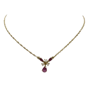 Parure Or Jaune avec Rubis et Zirconium