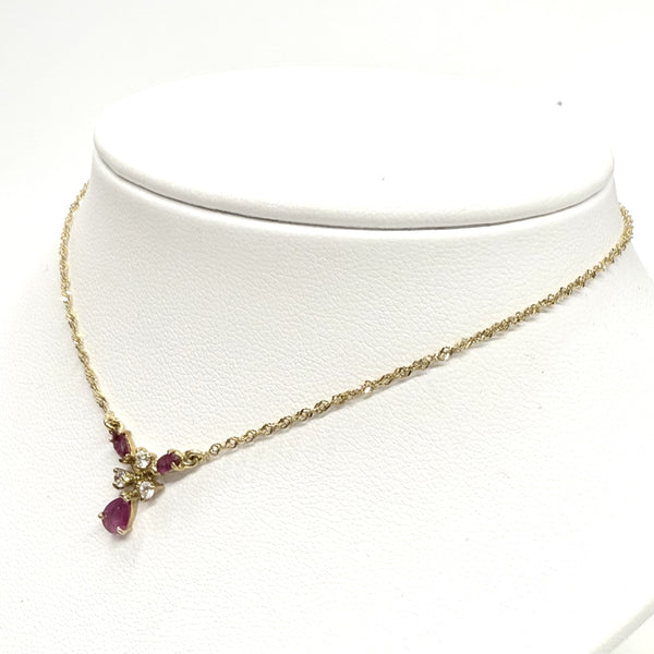 Parure Or Jaune avec Rubis et Zirconium