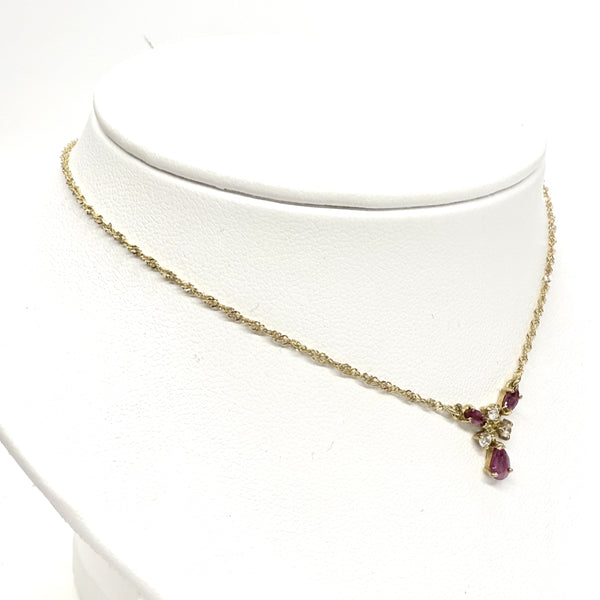 Parure Or Jaune avec Rubis et Zirconium