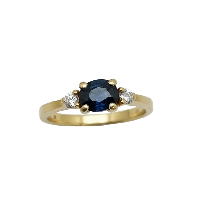 Bague Or 18K avec Saphir et Diamants - Taille 47 - 2.06g