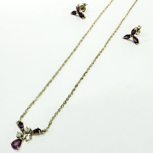 Parure Or Jaune avec Rubis et Zirconium