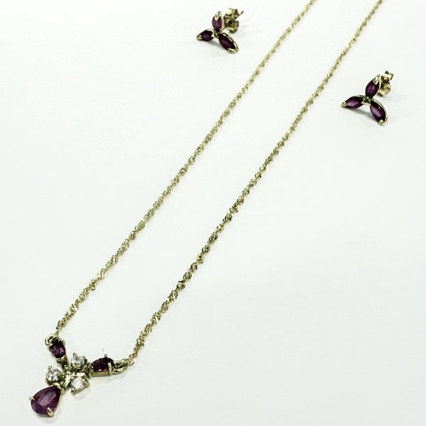 Parure Or Jaune avec Rubis et Zirconium