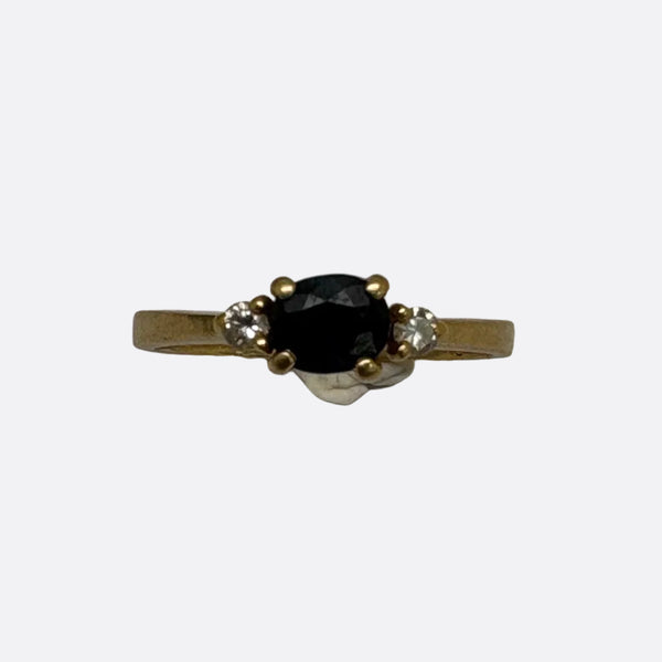 Bague Or 18K avec Saphir et Diamants - Taille 47 - 2.06g