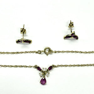 Parure Or Jaune avec Rubis et Zirconium