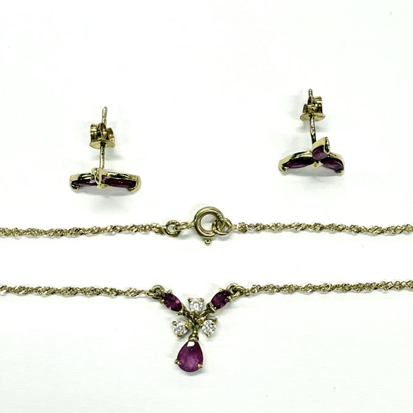 Parure Or Jaune avec Rubis et Zirconium