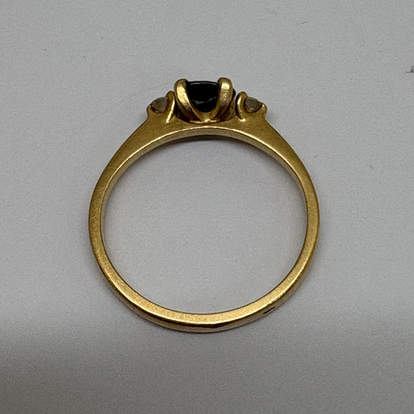 Bague Or 18K avec Saphir et Diamants - Taille 47 - 2.06g