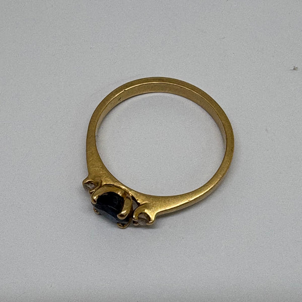 Bague Or 18K avec Saphir et Diamants - Taille 47 - 2.06g