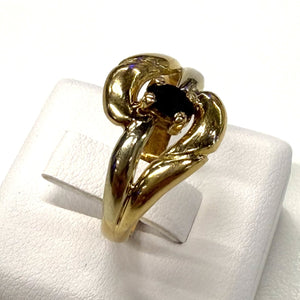 Bague en or jaune avec saphir naturel