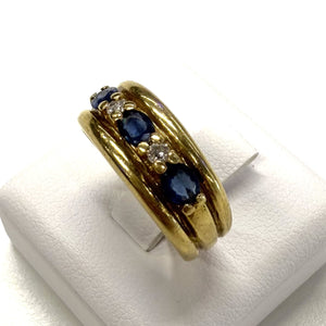 Bague Or Jaune Saphir Diamant