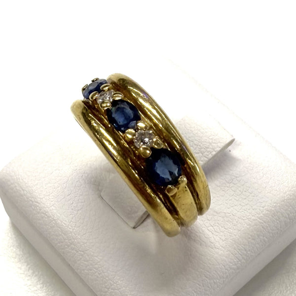 Bague Or Jaune Saphir Diamant