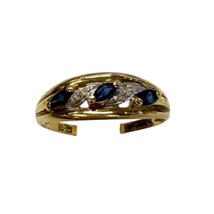 Bague Or Jaune avec Saphirs et Diamants