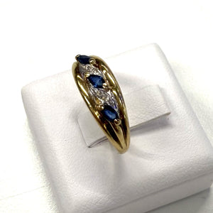 Bague Or Jaune avec Saphirs et Diamants