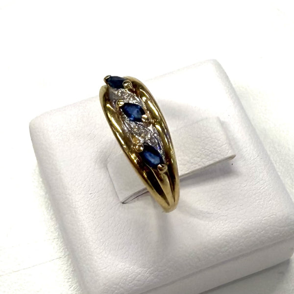 Bague Or Jaune avec Saphirs et Diamants