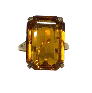 Bague Or Jaune 18k avec Citrine T.55