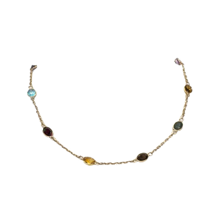 Collier Ras du Cou Or 18k avec Pierres Semi-Précieuses