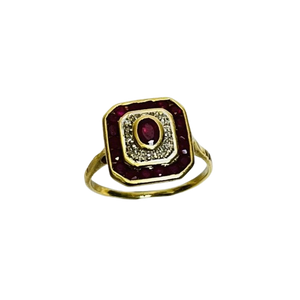 Bague or avec rubis et diamants