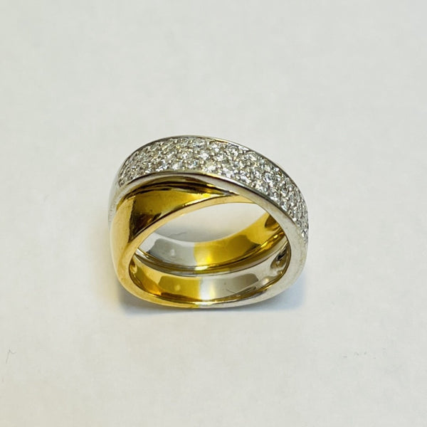 Bague 2 ors avec éclats de diamants