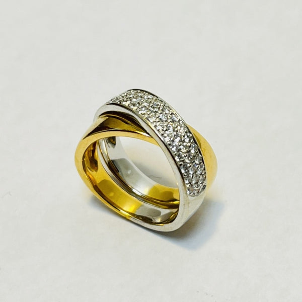 Bague 2 ors avec éclats de diamants