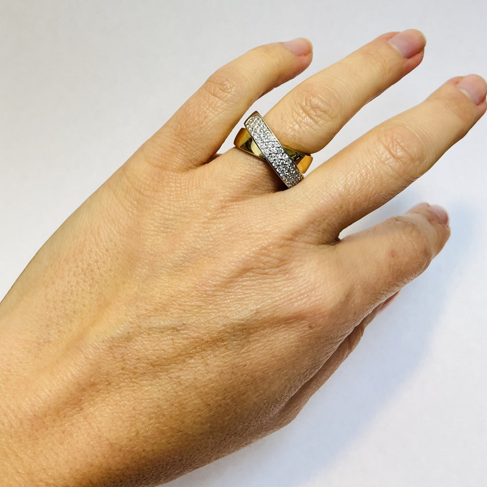 Bague 2 ors avec éclats de diamants
