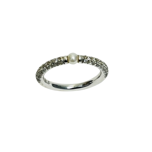 Bague Mikimoto avec diamants et perle