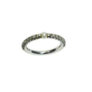 Bague Mikimoto avec diamants et perle