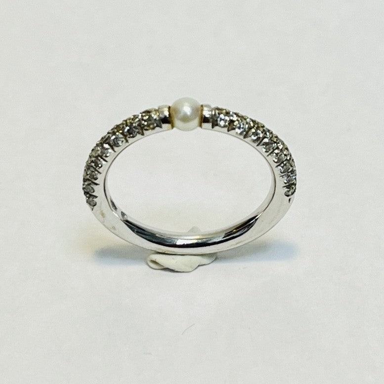 Bague Mikimoto avec diamants et perle