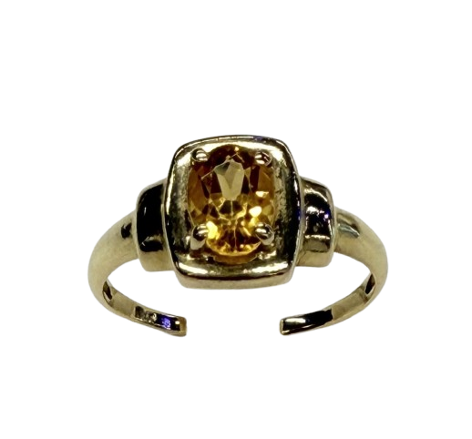Bague Or 18k Citrine Tête d'Aigle Taille 56