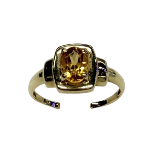 Bague Or 18k Citrine Tête d'Aigle Taille 56