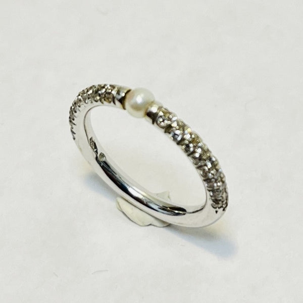 Bague Mikimoto avec diamants et perle