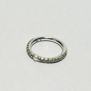 Bague Mikimoto avec diamants et perle