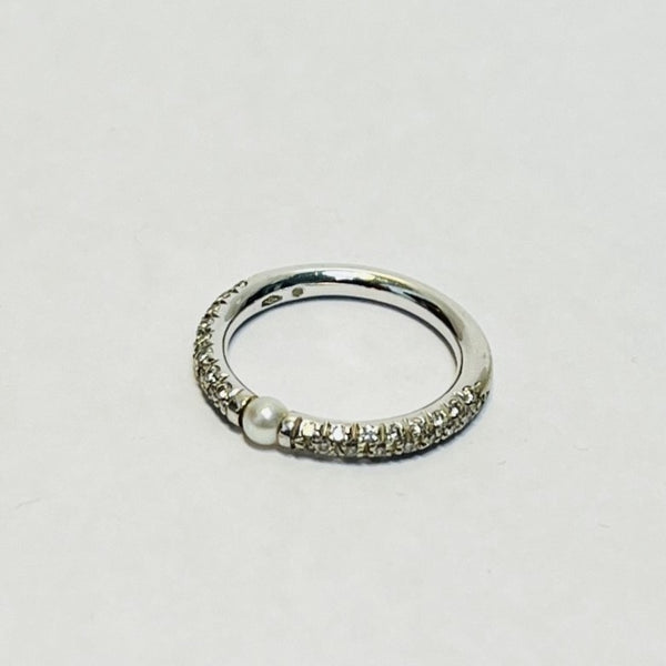 Bague Mikimoto avec diamants et perle