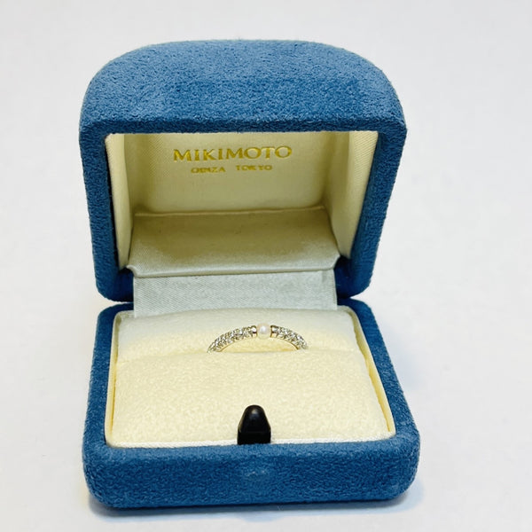 Bague Mikimoto avec diamants et perle