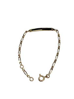 Bracelet Identité Enfant Or Jaune 18k - Gourmette Figaro