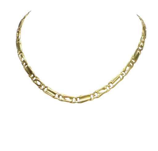 Collier Longue Chaîne Or Jaune 18k Maille Fantaisie
