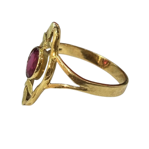 Bague Marquise Or avec grenat et améthyste