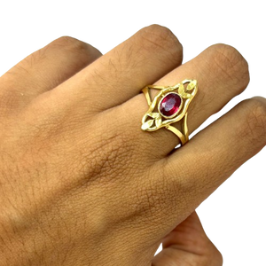 Bague Marquise Or avec grenat et améthyste