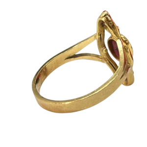 Bague Marquise Or avec grenat et améthyste