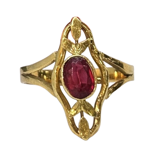 Bague Marquise Or avec grenat et améthyste